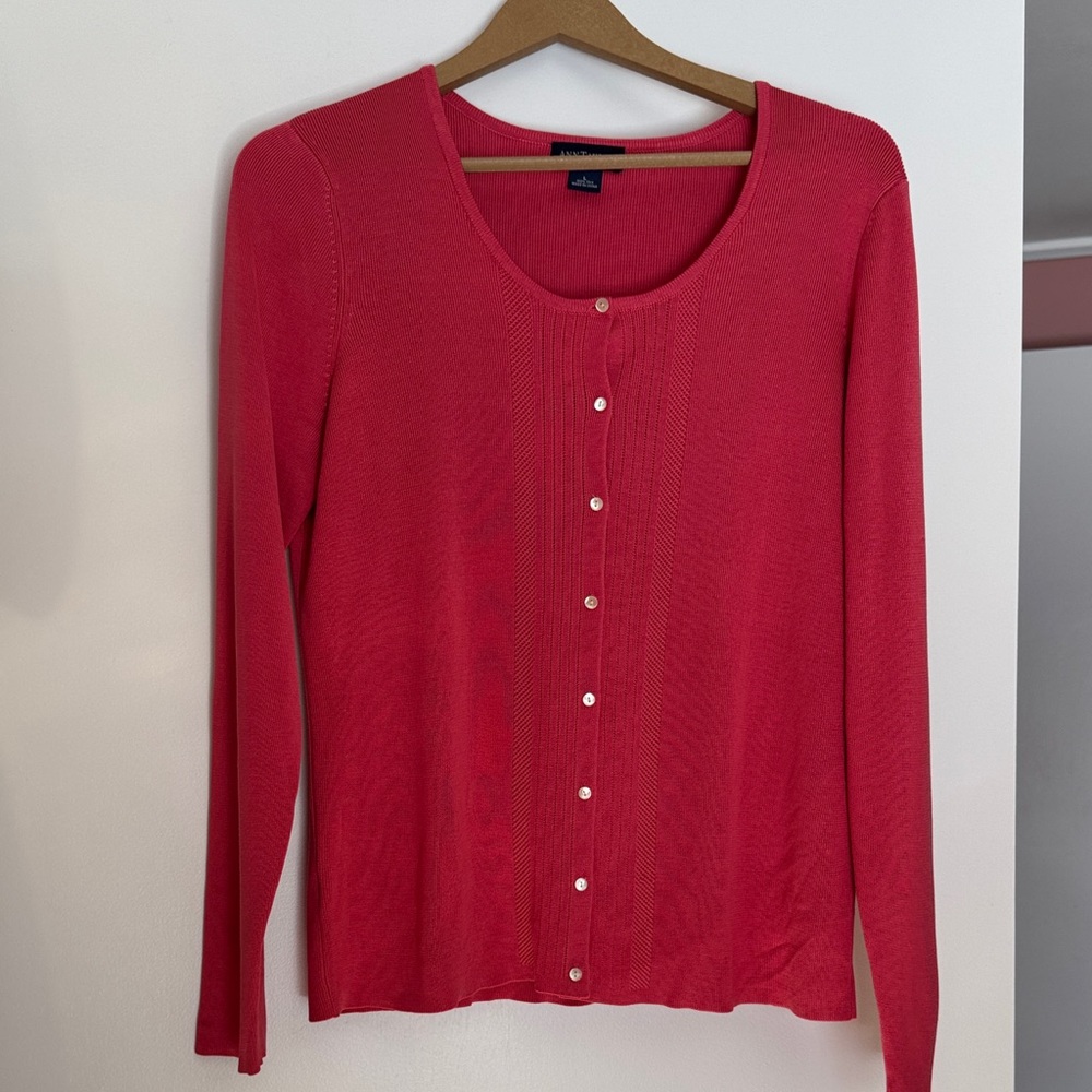 Ann Taylor 100% Silk Salmon Romantic Cardigan | Women's Medium